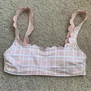 Aerie pink and white plaid ruffle bikini top size small, never worn